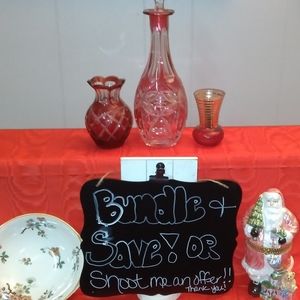 Vintage decanter set, Santa and plate